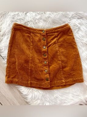 Forever 21 Burnt Orange Corduroy Button Mini Skirt